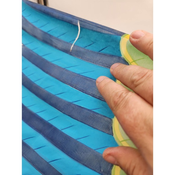 Vtg Chinese hand painted SilkPheonix in Original box minor damages 56" wide - Picture 8 of 16